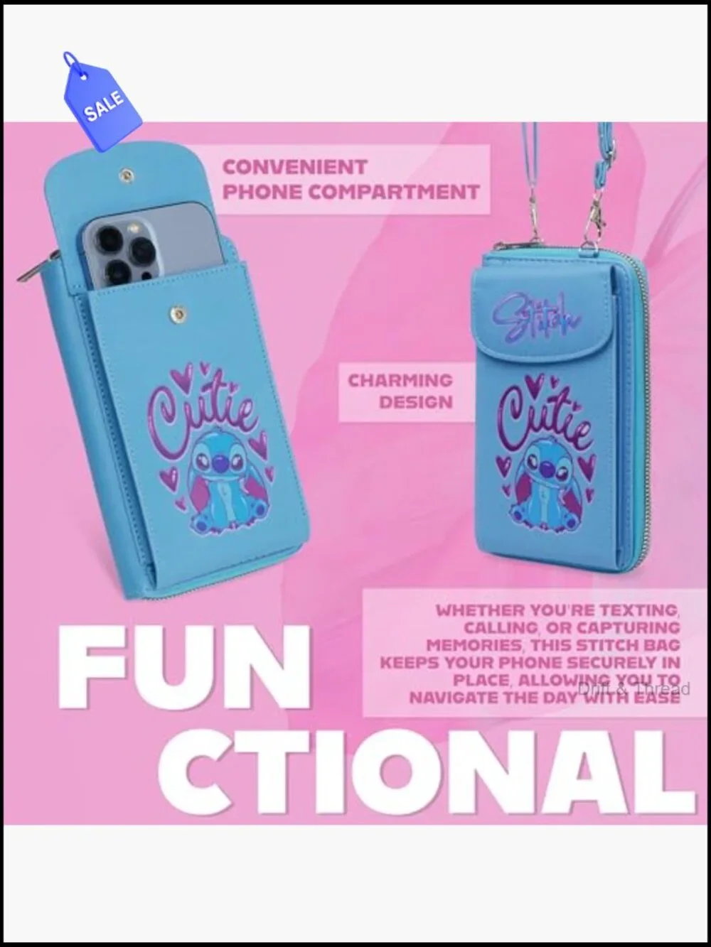 Disney Stitch Crossbody Phone Bag with Card Slots